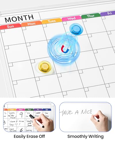 VITEVER Calendar Whiteboard for Wall, Double-Sided Dry Erase Board, Hanging Monthly Planning Board, Small White Board for Memo, to Do List, Home, Kitchen, Office Accessories