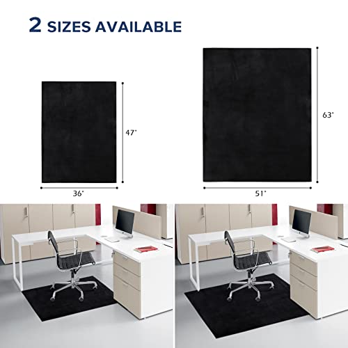 Large Office Chair Mat for Hard Floor, 63"x51" - Flannel Fabric Desk Rug, Protector for Home Office (Black) - color: Black (Stitched Edge), size: 63" x 51" x 0.2" (for hard floor)