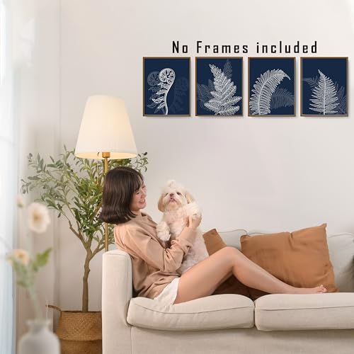FITIE Navy Blue Boho Botanical Leaf Wall Art Posters Set of 4, Plant Room Decor, Boho Rustic Leafy Fern Botanical Canvas Prints Artwork Wall Decor for Home Bedroom Living Room, 8x10 Unframed - color: Home Wall Art 15