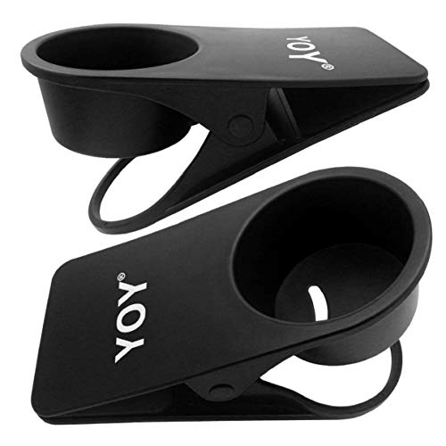YOY 2 Pack Drink Cup Holder Clip - Table Desk Side Water Glass Beer Bottle Beverage Soda Coffee Mug Holder Cup Saucer Clip Design for Home Office, Black - color: Black, size: 2 Pack