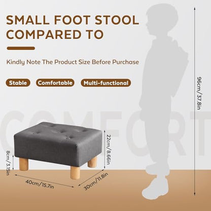 Small Foot Stool Ottoman, Linen Footstool Ottoman Foot Rest for Couch, Rectangle Footstools and Ottomans Small for Living Room, Entryway and Bedroom (Gray) - color: Gray (Linen)