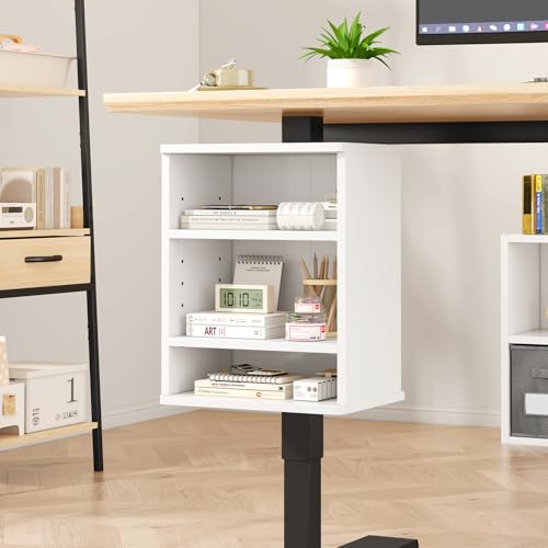 IBUYKE Under-Desk Storage Cabinet Adjustable Cabinet Fits with Standing Desks & Any Desk Legs Clamp-on Shelf for Office and Gaming Room for Elevating Your Workspace UTMZ012W - color: White