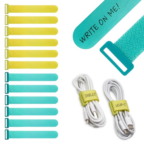 Wrap-It Storage Write On! Cinch Straps - 5" Tropics (12-Pack) - Colorful Cord Organizer Straps for Office Desk Accessories to Organize and Label Cable Management - size: 5" (12-Pack)