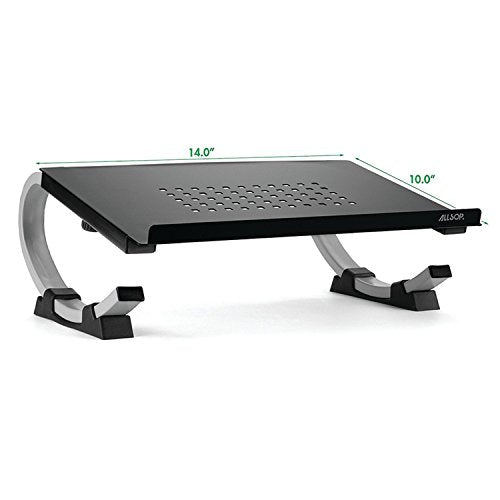 Allsop Redmond Adjustable Laptop Stand, Vented Curved Sturdy Metal Ergonomic Riser, Black (ASP30498) - style: Laptop Stand