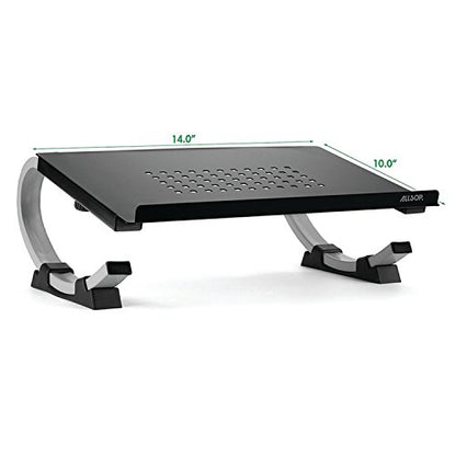 Allsop Redmond Adjustable Laptop Stand, Vented Curved Sturdy Metal Ergonomic Riser, Black (ASP30498) - style: Laptop Stand