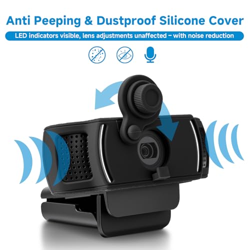 Webcam Cover for Logitech C920x HD Pro Stream Webcam | Premium Silicone Privacy Shutter Case, Compatible with C920 C922 C930 Series, Web Camera Lens Protector, 1 Pack, Black