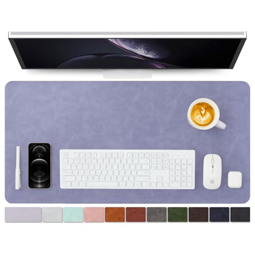 Distressed Leather Desk Mat - Non-Slip PU Desk Pad for Office and Home - Desk Organization and Accessories - Ideal for Large Mouse Pad and Desk Mats on Top of Desks(Lavender,31.5"x 15.7") - color: Lavender, size: 31.5" x 15.7"