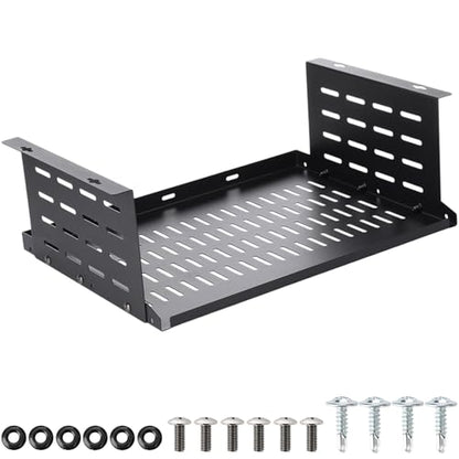 Under Desk Computer Mount for Small Form Factor Sff Computers and Pcs, Using Space 16.7" x H 6" x D 12" Mount Shelf Organizer for Office Home Workstation Gaming Stand up Desk - size: 6 inch High
