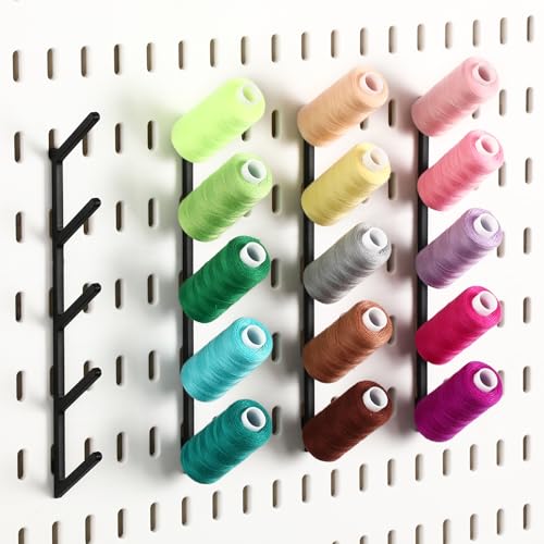 Novabright 4 Pcs Black Pegboard 3/5 Spot Thread Hooks with Angled Spool Hooks Display Storage Peg Board Accessories Sewing Spools and Threads Organization for DIY Retail - color: Black