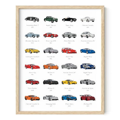 HAUS AND HUES Race Car Poster - Super Car Poster - Made in The USA - Beige Frame 16x20 - color: Sports Car, size: 16"L x 20"W, style: Beige Framed