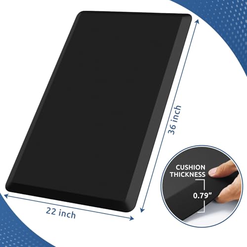 KitchenClouds Kitchen Mat Cushioned Anti Fatigue Rug 22"x36" Water Resistant, Non Slip, Standing and Comfort Desk/Floor Mats for House Sink Office (Black,0.8inch) - color: Black, size: 36"L x 22"W x 0.8"Th