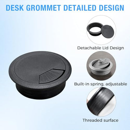 Desk Grommet 2" (50 mm), Desk Cord Hole Cover, Cable Grommet ABS Plastic, Desk Hole Grommet for Office and Home Table Cable, Detachable Adjustable Cable Cord Organizer (Silvery4 Pcs) - size: 2" (50 mm), style: 4 pcs Silvery