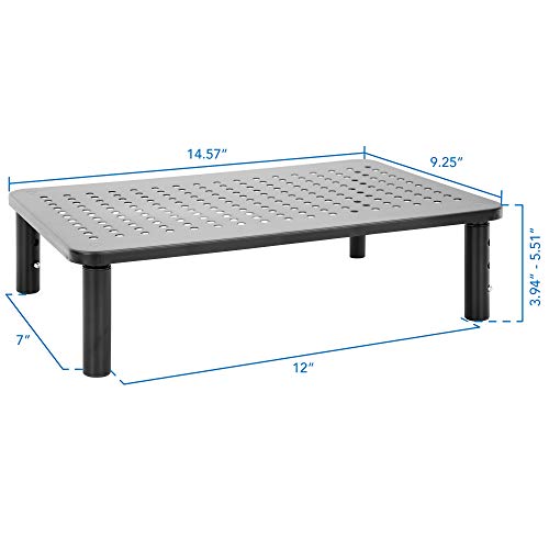 Mount-It! Metal Monitor Riser 2-Pack | Height Adjustable Computer Display and Laptop Stand for Desktop | Fits Up to 32" Screens, 44 Lbs Capacity, Set of Two Risers - size: Set of 2