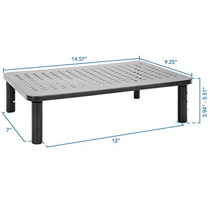 Mount-It! Metal Monitor Riser 2-Pack | Height Adjustable Computer Display and Laptop Stand for Desktop | Fits Up to 32" Screens, 44 Lbs Capacity, Set of Two Risers - size: Set of 2