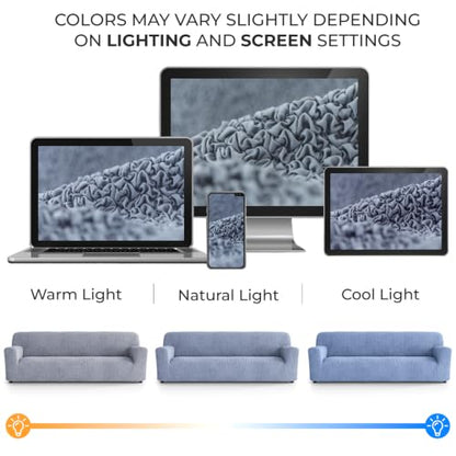 Premium Stretch Couch Covers for Sofa - Sofa Chair Cover Washable, Dogs & Pets Friendly - Elastic Polyester Loveseat Slipcovers - Non-Slip Love Seat Couch Covers - Blue (86"-120" Wide) - color: Blue, size: 86"-120" Wide