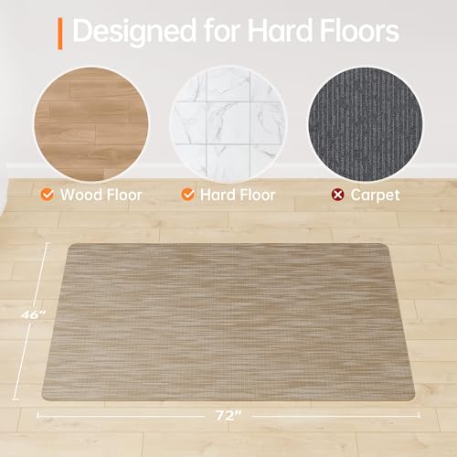 Office Chair Mat, 46" x 72" Computer Chair Mat for Hardwood Floor, Non-Curve Anti Slip Hard Floor Protector for Rolling Chair, PVC Mat Desk Rug for Home Office - color: Dark Brown, size: 46" x 72" Rectangular