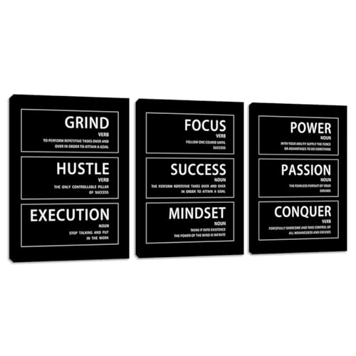 Motivational Wall Art Passion 3 Pieces Painting Canvas Print Office Decor Poster Mindset Framed Inspirational Conquer Quotes Wall Art Decoration Ready to Hang - 60" W x 28" H - color: Art-24, size: 60"W x 28"H