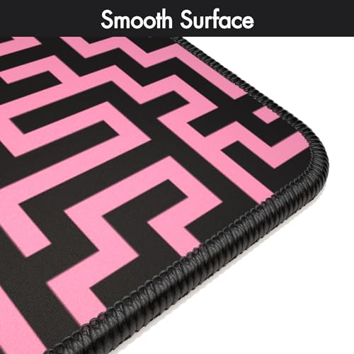 Gamer Boss - Gaming Mouse Pad - 48 x 24 Inches - 4mm Thick with Stitched Edges, Non-Slip Rubber Base, Premium Cloth Mousepad, Desk Mat for Laptop, Keyboard, Computer & PC (Mega, Pink Maze) - color: Pink Maze, size: 48" x 24"