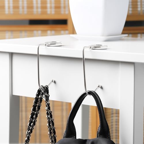kwmobile Purse Hook for Table - Set of 2 Purse Holder - Handbag Hanger - Portable Bag Holder - Bag Hooks for Desk - Table Hook Silver - color: Silver
