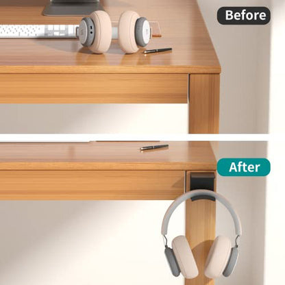 HomeMount Under Desk Headphone Hook - Adhesive Gaming Headphone Stand Hanger, Table Mount for Most Headphones (Black) - color: Black