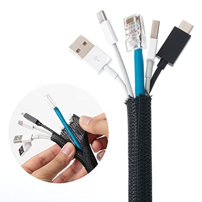Bates 1/2 inch 10ft Long Cable Management Sleeve - Split Sleeve Wire Wrap, Secure Cord Protection