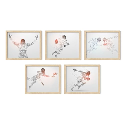 Football Wall Art Prints,Set of 5 (8x10) Unframed Football Posters,Football Room Decor For Men Kids Teenagers,Football Poster Set For Bedroom Man Cave,Football Wall Decor,Football 8x10 (Unframed) - color: Geometric, size: 8x10, style: Unframed