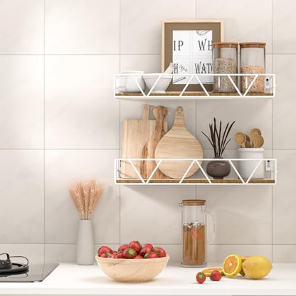 Amaoot Floating Shelves Set of 3, Home Wood Wall Shelf, Farmhouse Shelf for Bedroom, Wall Mounted Floating Shelf for Living Room, Bedroom, Bathroom, Kitchen, Office (White) - color: White