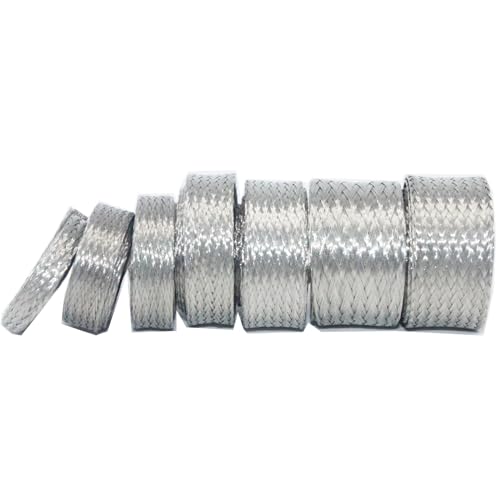 Tinned Copper Braided Cable Shielding Sleeve Metal Wire Loom Sheathing EMI RFI ESD Protector Grounding Mesh Flat Tubular Expandable 1/4" W(0.16" ID)-35FT - size: 1/4"W(0.16"ID)-35FT