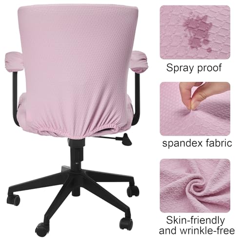 Tallew 4 Pcs Office Chair Covers Set Computer Universal Protective Stretchable Chair Seat Covers Desk Armrest Slipcovers Pads Office Cushion Backrest for Rotating(Pink) - color: Pink
