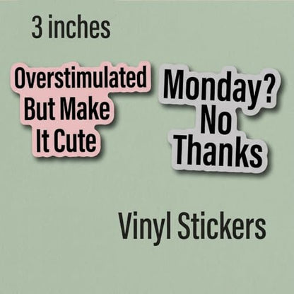 Funny Office and Gaming Vinyl Stickers, 3 Inches, Pack of 4