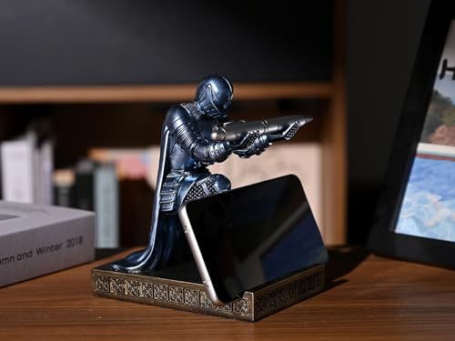 Windbreaker Soldier Knight Pen Holder Personalized Desk Accessory, Mobile Phone & Gaming Controller Holder, Device Stand Gift for Medieval Enthusiasts (Blue) - color: Blue