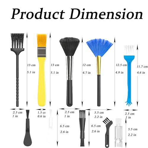10 Pcs Small Nylon Anti Static Portable Cleaning Brush Kit for Electronics Keyboard Computer Phone