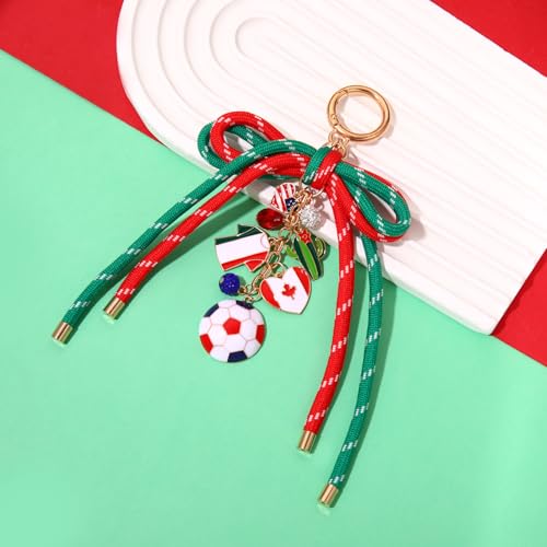 PHALIN Football Baseball Basketball Golf Bag Charms Keychain for Women Men Bow Purse Charm Sport Mom Gifts - style: Soccer-3