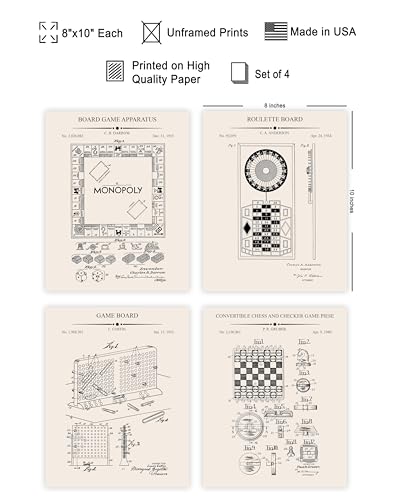 Poster Master 4-Piece Board Game Blueprint Poster - Gaming Patent Print - Chess Art - Roulette Wheel Artwork - Technical Design - Battleship Design - Office or Kid's Room Decor - 8x10 UNFRAMED - color: Patent Kids 10, size: 8"L x 10"W