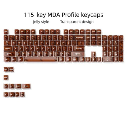 dagaladoo Clear keycaps,Transparent Keyboard keycaps,Jelly Key caps Set,Shine Through keycap，MDA Profile Keyboard caps for Mx Switches Mechanical Keyboard(Brown) - color: Brown