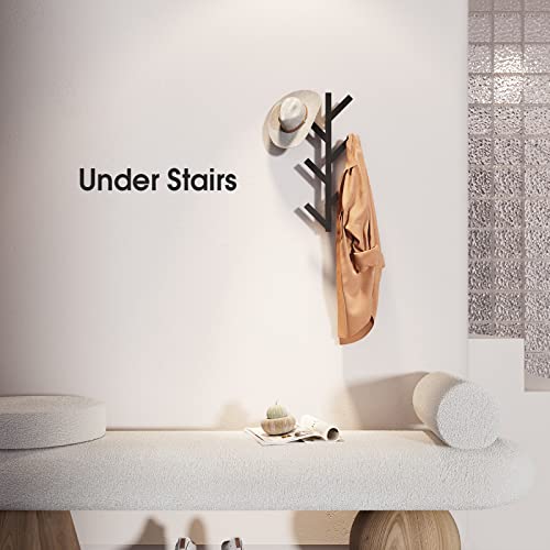 RRG Vertical Coat Rack Wall Mounted 16 Inch, Metal Vertical Hat Rack for Wall, Modern Coat Rack Tree for Hats, Jackets, Bags, Entryway Bedroom (Height 16") - color: Black