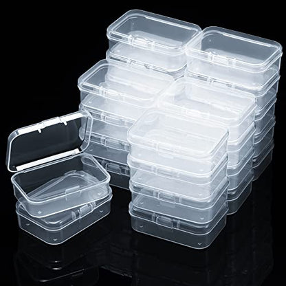 SATINIOR 24 Packs Small Clear Plastic Beads Storage Containers Box with Hinged Lid for Storage of Small Items, Crafts, Jewelry, Hardware(2.5 x 1.7 x 0.8 Inches) - size: 2.5 x 1.7 x 0.8 in