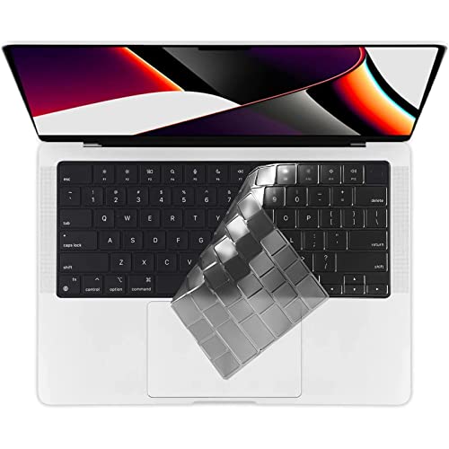 EooCoo Premium Keyboard Cover Skin Protector, Laptop Accessories Compatible with 2026 2025 2024 2023 2022 2021 M5/M4/M3/M2/M1 Pro/Max MacBook Pro 14/16, M5-M2 MacBook Air 13/15, MacBook Neo, Tinted - color: Gray Clear