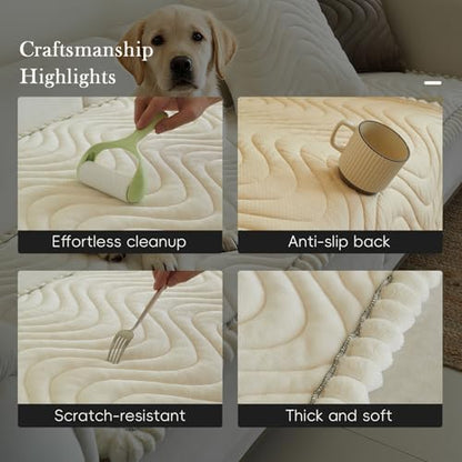 Couch Covers for 3 Cushion Couch Sofa Pet Friendly,Non-Slip Sofa Cover Washable - color: Rp-white, size: 27.6" x 59"