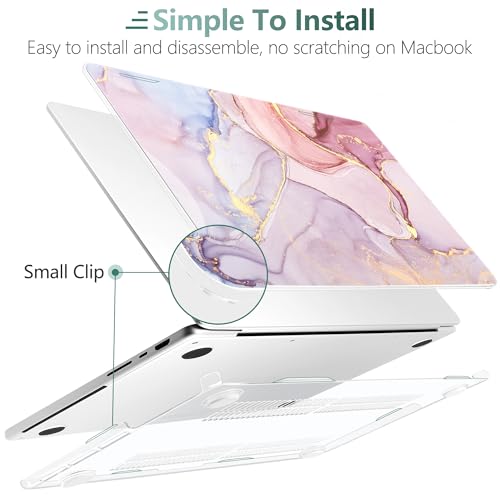 DONGKE Case for MacBook Pro 14 Inch (2026-2021 Release, M5 M4 M3 M2 M1 Pro/Max Chip), Plastic Slim Hard Shell Protective Cover with Keyboard Cover & Screen Protector, Pink Marble - color: Marble X256