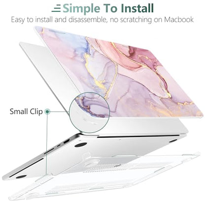 DONGKE Case for MacBook Pro 14 Inch (2026-2021 Release, M5 M4 M3 M2 M1 Pro/Max Chip), Plastic Slim Hard Shell Protective Cover with Keyboard Cover & Screen Protector, Pink Marble - color: Marble X256