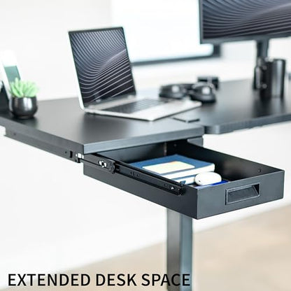VIVO Black Clamp-on 24 x 14 in Desk Extender, DESK-EXT24D | Premium, Built-in Storage Drawer, Keyboard Tray, Side Table Extension Office Organizer - size: 24 x 14", style: Extender + Drawer