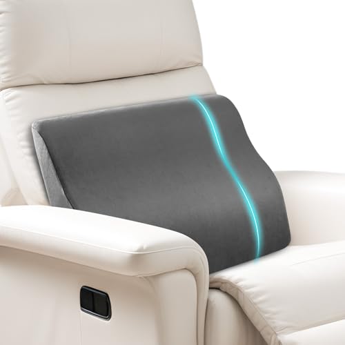 Lumbar Support Pillow for Recliner,Large Memory Foam Back Support Cushion for Sofa & Gaming Chair, Ergonomic Backrest Pillow for Elderly, Comfortable Couch Cushion with Machine Washable Cover,Gray - color: Gray