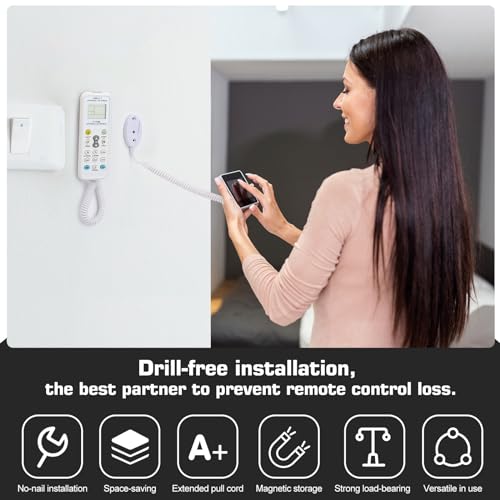 4-Pack Magnetic Remote Control Holders with Spring Ropes - Safely Secure Remotes & Small Items, Wall-Mount with Adhesive, Anti-Loss, Rapid Adsorption, Extendable Spring (Black 43 inch, 4 Pack) - color: Black 43 inch, 4 pack