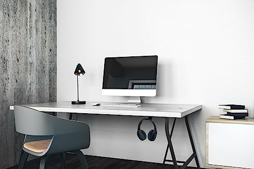 Kanto HH Universal Under Desk Headphone Hook - Black - Solid Steel Construction - Mount Using 3M Adhesive or 2 Included Screws - color: Black