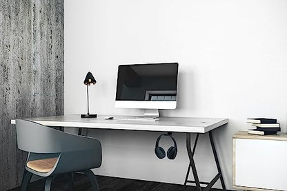 Kanto HH Universal Under Desk Headphone Hook - Black - Solid Steel Construction - Mount Using 3M Adhesive or 2 Included Screws - color: Black