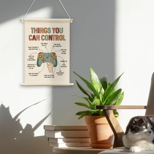 QWFFNBMU Mental Health Positive Gaming Wall Decor, Teen Boy Room Poster Hanger, Decor, Motivational Wall Canvas Flag Banner Therapy Office Decor for Teen Boy Room School Counselor Psychologist Office
