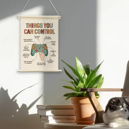 QWFFNBMU Mental Health Positive Gaming Wall Decor, Teen Boy Room Poster Hanger, Decor, Motivational Wall Canvas Flag Banner Therapy Office Decor for Teen Boy Room School Counselor Psychologist Office