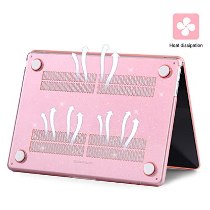 EooCoo Case Compatible with MacBook Air 13 inch M5 2026-2022 Release M4 M3 M2 A3449 A3240 A3113 A2681, Glitter Hard Shell&Keyboard Skin Cover&Screen Protector for Mac Air 13.6 inch, Sparkly Pink - color: Glitter Pink