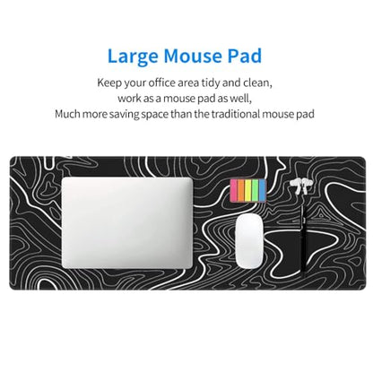 Black Topographic Contour Extended Big Mouse Pad Large,Gaming Mouse Pad Desk Pad,31.5x11.8x0.12 Inch Long Computer Keyboard Mouse Mat Mousepad Non-Slip Base and Stitched Edge for Gaming and Office - color: BlackTopographic Contour, size: 31.5Lx11.8W inche